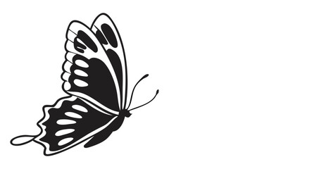 Elegant Black and White Butterfly Silhouette Illustration On A Clean White Background Vector Design