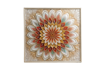 PNG Intricate mandala art with layered floral petals in warm tones