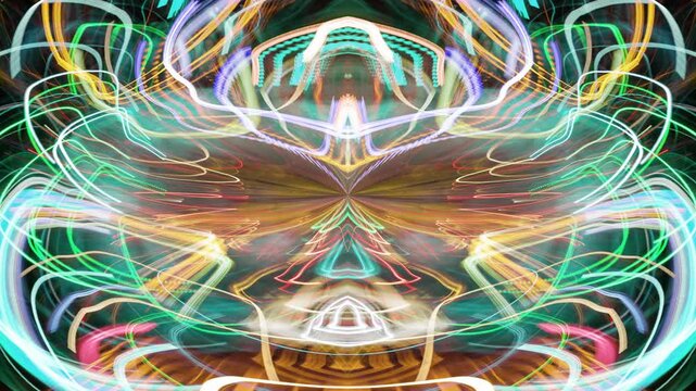 traffic rush light trails made into abstract tiny planet pattern