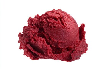 A scoop of rich, red sorbet, perfect for a hot summer day.