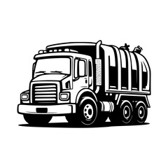Black & White Garbage Truck Vector Illustration