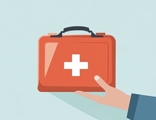 Obraz premium First aid kit held in hand