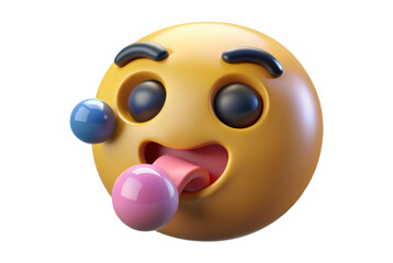 Fototapeta premium PNG Playful emoji face with exaggerated expressions and colorful details