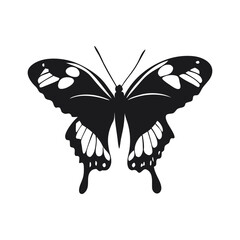 Elegant Black and White Butterfly Silhouette Illustration On A Clean White Background Vector Design