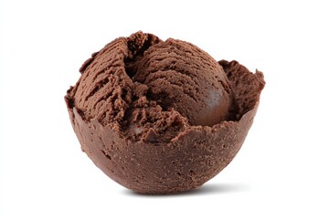 A delectable scoop of rich chocolate ice cream, perfect for a hot summer day.