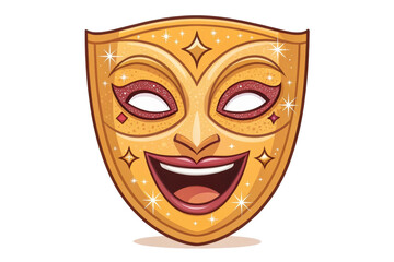 Obraz premium PNG Sparkling gold comedy theater mask with gem accents