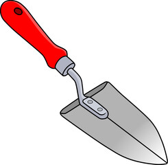 red trowel line vector illustration isolated on white background