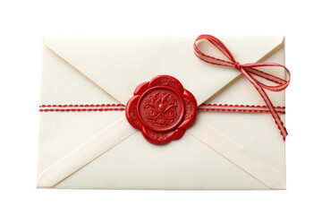 PNG Cream envelope with red wax seal and ribbon