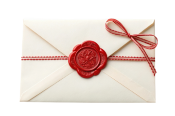 PNG Cream envelope with red wax seal and ribbon