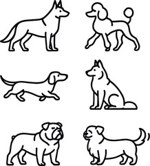 Dog breed silhouette icons set – elegant, simple and minimalistic canine designs