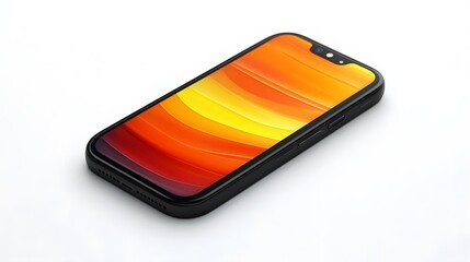 Modern Smartphone Mockup with Abstract Orange Wallpaper