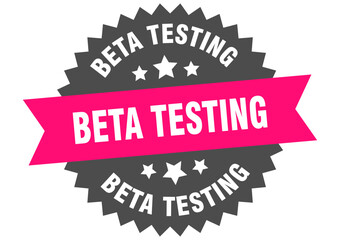 beta testing. beta testing round pink label isolated on transparent background