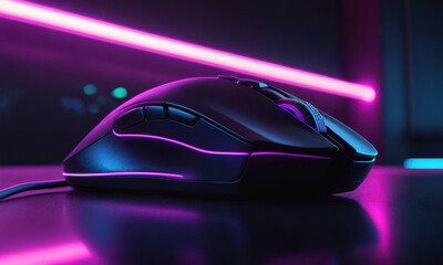 A close-up shot of a computer mouse sitting on a table, ready for use
