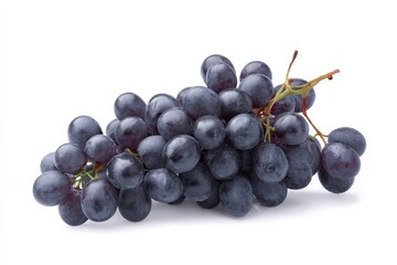 A bunch of dark-purple grapes isolated on a white background.