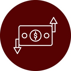 Money Transfer Vector Line Brown Circle Icon Design