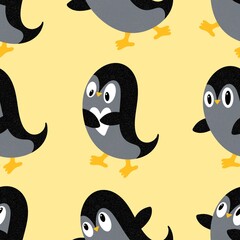 Christmas animals seamless penguin pattern for wrapping paper and fabrics