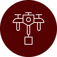 Drone Delivery Vector Line Brown Circle Icon Design