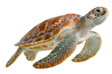 PNG Detailed side view of a green sea turtle on black background