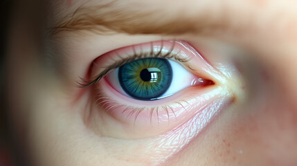 Close-Up View Of A Person'S Eye With Visible Symptoms Of Cancer, Including Dilated Pupils, Swollen Eyelids, And Redness