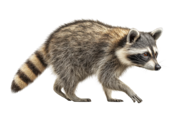 PNG Side view of a walking raccoon on transparent background