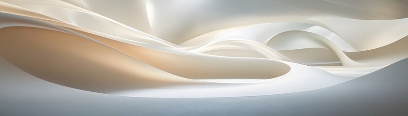 Soft, flowing fabric drapes in light shades.