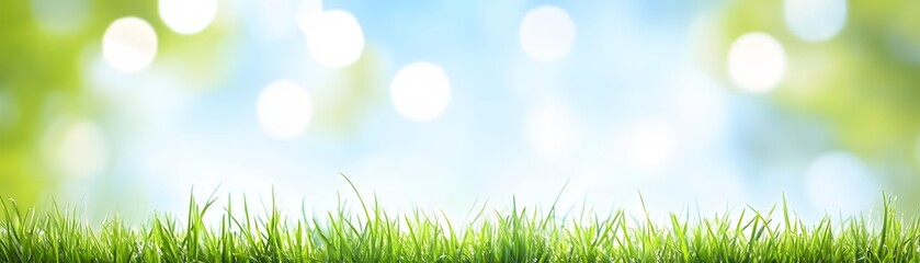 Fresh green grass against a bright spring backdrop