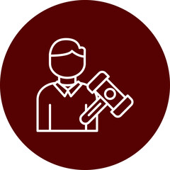 Judge  Vector Line Brown Circle Icon Design
