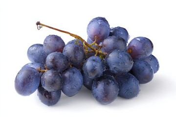 Juicy dark grapes glistening with water droplets.