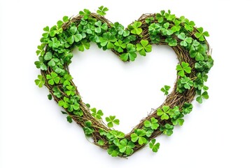 Heart-shaped wreath of shamrocks