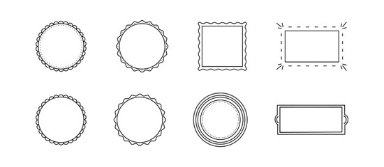 Geometric Decorative Frames of Different Shapes on White Background