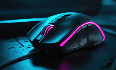 A computer mouse sits on top of a keyboard, ready for use