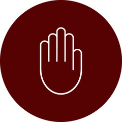 Hand Stop Gesture  Vector Line Brown Circle Icon Design