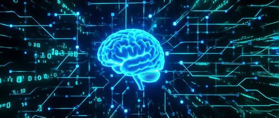 Anamorphic video Artistic biological model of a brain, AI, Computer Algorithms, Artificial Intelligence and Large Language Model Visualization