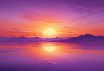 Abstract watercolor sunset, rich orange & purple hues, fluid blends,  color,  orange sky,  purple sky