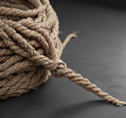Overstressed rope, frayed edges near breaking point,  concept,  vulnerable,  fiber