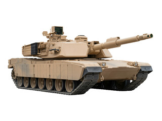 M1 Abrams Main Battle Tank in Desert Camouflage on a White Background