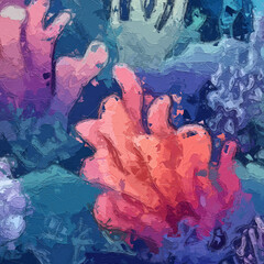 Various oil paintings, flowers, fields, hens, chicks, landscapes, marine creatures, plum blossoms, birds, cats, dogs, butterflies, abstract sea boats