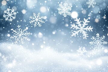 Winter wonderland scene with falling snowflakes