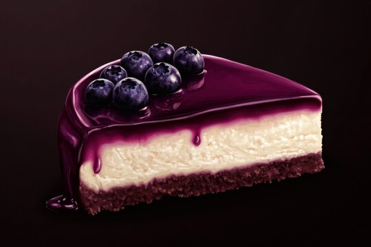 A single slice of delicious blueberry cheesecake