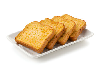 Crispy Rusk Slices on Plate – Traditional Tea-Time Snack Photo

