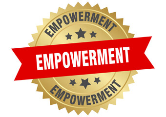 empowerment. empowerment round red and gold label isolated on transparent background