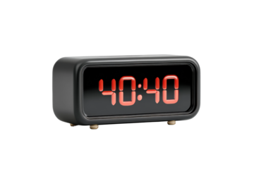 PNG Retro digital alarm clock displaying 40:40 with red led numbers on black frame
