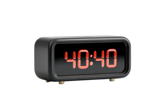 PNG Retro digital alarm clock displaying 40:40 with red led numbers on black frame