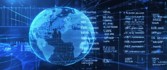 Anamorphic video Global business statistics charts background. Artificial Intelligence and Large Language Model Visualization  - Powered by Adobe