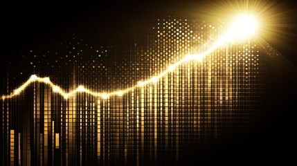 Dynamic Gold Line Graph on Black Background Illustrates Financial Growth Trends