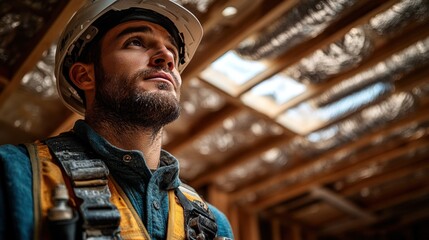 Focused construction worker