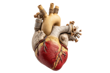PNG Detailed anatomical model of human heart showing arteries and veins