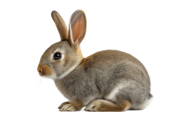 PNG Adorable young rabbit with soft fur and large ears on black background