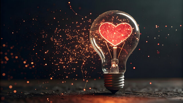 Heart Shaped Light Bulb Nature - Powered by Adobe
