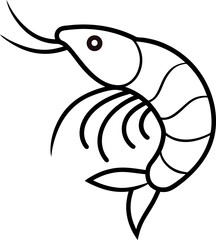 Fototapeta premium Shrimp line art on transparent background